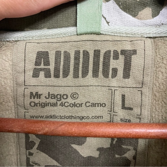 Addict Camouflage heavy cotton full zip Jacket Camo Sz L - Picture 9 of 9